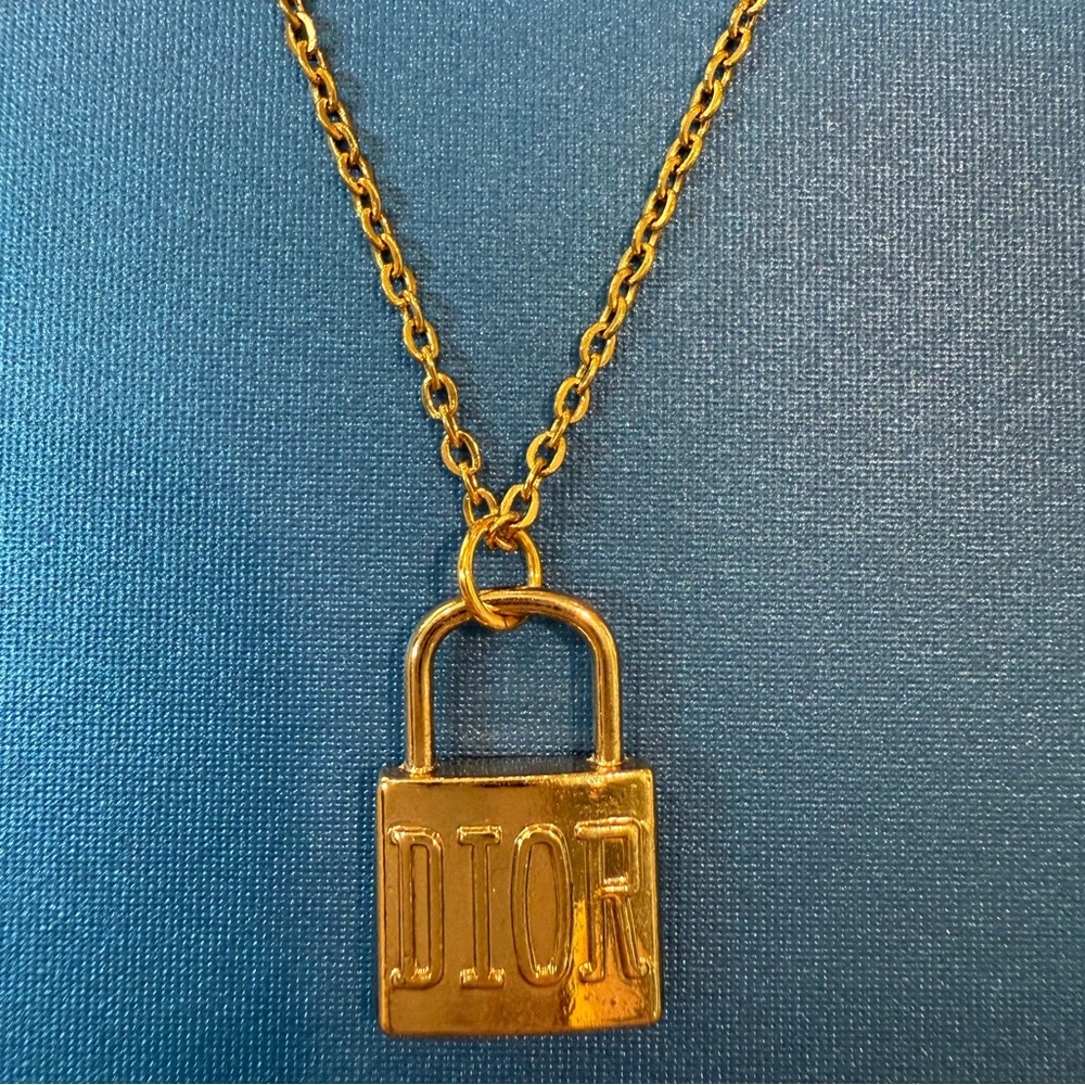 Gold Chain Padlock Pendant